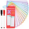 0-12 Multiplication Flash Cards, Times Table Math Flash Card Set, with 15 Multiplication Cards, 2 Dry Erase Markers, 1 Rings, Multiplications Chart Game for Kid, 1st to 3rd Grade Learning