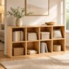 10-Cube Bookshelf, Wooden Bookcase, Low Bookshelf, 2-Tier Cube Shelf,