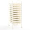 10-Drawer Rolling Storage Cart, Mobile Organizer Unit for Office, School, and Craft Supplies, White, 15" L x 13" W x 34" H, 1 Unit