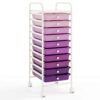 10-Drawer Rolling Storage Cart, Mobile Organizer Unit for Office, School, and Craft Supplies, Purple, 15" L x 13" W x 34" H, 1 Unit