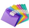 10-Pack A4 Document Folders with Label Pocket - Colorful File Envelopes for School, Home, and Office Organization