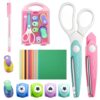10-Piece Craft Scissors and Hole Punch Set, Craft Scissors Kit with 6-Shape Hole Punch Set, 1-Scissor, 1-Replacement Head, 1-Pen, 100-Cardstock Sheets, DIY Paper Crafts