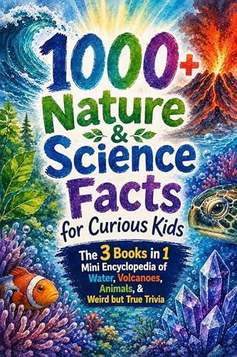 1000+ Nature & Science Facts for Curious Kids: The 3 Books in 1 Mini Encyclopedia of Water, Volcanoes & Animals (Fun Facts For Kids 6-8)