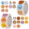 1000Pcs Animal Reward Stickers Roll, Waterproof Cute Cartoon Zoo Animal Decals for Classroom Incentives, Party Favors, Water Bottle Decor & DIY Crafts