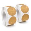 1000pcs Brown Thank You Stickers 1 Inch Round, 2 Rolls Self Adhesive Thank You Labels for Birthday Party Favors, Baby Shower Gifts, Candy Bags, Treat Boxes and Gift Bags