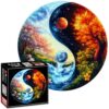 1000 Piece Round Jigsaw Puzzles for Adults - Vibrant Yin Yang Day and Night Puzzle, Fantasy Tree of Life & Nature Landscape Circular Puzzle, Relaxing Brain Teaser Game, Home Decor Wall Art Gift