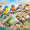 1000 Piece Spring Cherry Blossom Songbird Jigsaw Puzzle for Adults with Poster