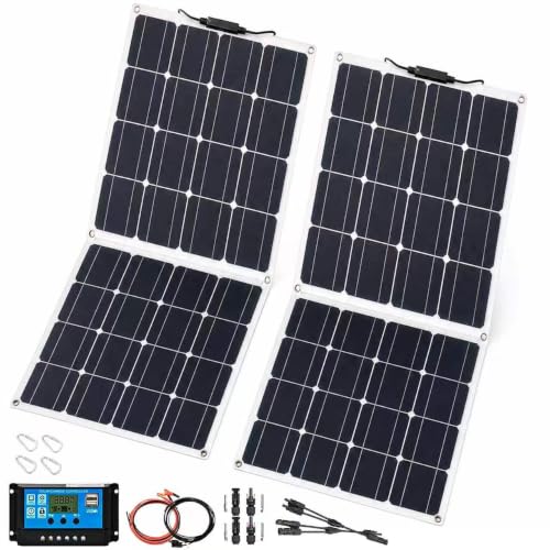 1000W Foldable Monocrystalline Solar Panel Kit, 2 x 500W Bendable Panels, 40A Charge Controller with Dual USB, 30% High Efficiency IP67 for 12-24V Off-Grid Camping Hiking Trips RV Boat Cabin Van