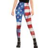 100% BLUE COLLAR Womens Flag Print Workout High Waist Leggings