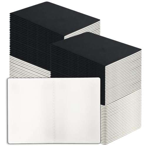 100 Pack Blank Black Notebooks, 8.3"x5.5" A5 Small Journal Bulk Blank Notebooks Unlined with 60 Pages A5 Subject Notebooks Traveler Journal Set for Adult Students Office Back to School Supplies (100)