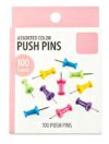 100 Pack Colorful Plastic Head Push Pins