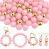 100Pcs 14mm Large Acrylic Beads for Jewelry Making (Pink)