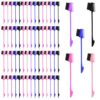 100 Pcs 2-in-1 Edge Brush Comb Set, Double Sided Hair Grooming Tool for Baby Hairs, 5 Colors (Black, Pink, Rose Red, Purple, Blue), 6.93 x 1.50 Inches, Lightweight Plastic & Boar Bristle Design