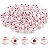 100 Pcs Baseball Beads, 12mm Acrylic Baseball Beads for DIY Necklace Bracelet Keychains, Jewelry Craft Making Accessories,White