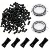 100Pcs Black Bamboo Beads Craft Necklace ＆ 2pcs 0.8mm Mini Crystal Elastic Rope, 12 mm Transparent Bamboo Tube Joint Beads, Natural Black DIY Craft Loose Bead