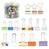 100 Pcs Cute Binder Clips with Box 3 Sizes Clips Supplies Assorted Small Mini Decorative Binder for Paper Notebooks Office Home (Colorful-2)