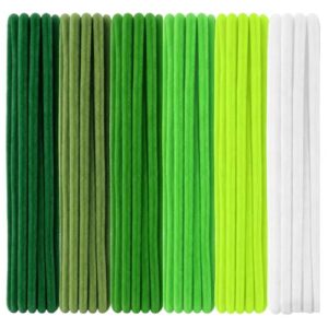 100 Pcs Green Pipe Cleaners for Craft Flowers 12 Inch Flexible Fluffy Pipecleaners for DIY Flowers, Crafts Decorations, Handicrafts (7 mm x 30 cm, Green Series)