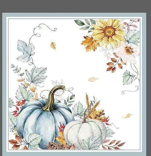 100 Pcs Happy Thanksgiving Napkins Fall Pumpkin Watercolor Paper Napkins, Disposable Pumpkin Maple Leaf Cocktail Napkin Tableware Set for Autumn Thanksgiving Party Decorations Supplies Favors