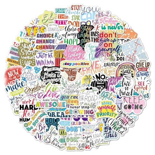 100 PCS Inspirational Stickers, Motivational Words Positive Quote Sticker Packs for Journaling Scrapbook, Waterproof Vinyl Stickers for Water Bottles Laptops Phone Case Classroom