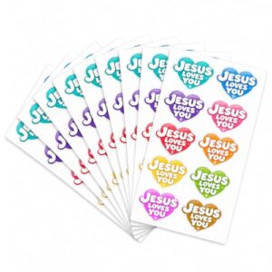 100PCS Jesus Loves You Stickers for Kids, Colorful Faith Encouragement Rewards for Sunday School, VBS & Church Activities, Christian Classroom Favors, Youth Group Supplies, 10 Colors, 1.7 Inch