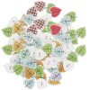 100Pcs Leaf Shaped Painting Buttons Mixed Wood Craft Buttons Assorted Bulk Buttons for DIY Crafts Home Decor Natural Wood Material Two Holes Colorful Buttons for Children