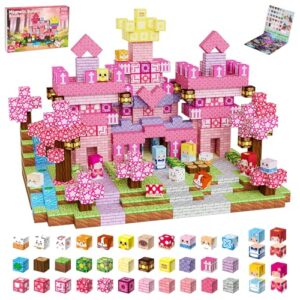 100PCS Magnetic Blocks Building Toys for Kids - 0.8in Magnet Cubes Cherry Blossom Forest Theme Toddler Toys, STEM Preschool Educational Sensory Construction Set, Birthday Gifts for Boys Girls Age 3-8