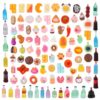100 Pcs Miniature Provisions Drink Bottles Bread French Fries Ice Cream Pretend Play Drink Set,Resin Kitchen Party Accessories Mini Soda Pop Cola Cans for Tiny House Mini Figures Favor Decorations