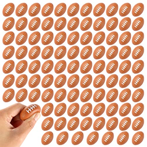 100 Pcs Mini Foam Football, Tiny Foam Sports Balls for Stress Relief, School Rewards, Party Supplies, Ball Games, Small Stress Balls, Soft PU Foam, Classic Football Shape, Easy to Carry