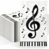 100Pcs Music Themed Party Decorations Disposable Paper Napkins 4.3x7.8 In