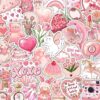 100Pcs Pink Aesthetic Stickers, Cute Girly Stickers - Coquette Decals for Water Bottles, Laptops - Preppy Aesthetic Stuff for Adults, Laptop Accessories, Coquette Gifts for Women, Y2K Things