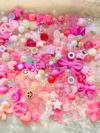 100pcs Pink Kandi Bead Mix with Y2K Kawaii Charms for Bracelets, Jewelry Making, Keychains, Beadable Pens and DIY Craft Supplies