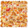 100 Pcs Thanksgiving Fall Waterproof Vinyl Theme Glitter Holographic Stickers Cute Autumn Thanksgiving Style Stickers for Children, Teens, and Adults, Ideal for Water Bottles, Laptops, and Cups