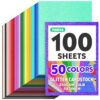 100 Sheets 5" X 7" Glitter Cardstock,50 Assorted Colors 250GSM/92LB Glitter Card stock,No-Shed Sparkly Glitter Paper for Arts and Crafts, Decorative, Card Making, Scrapbooking, DIY Projects
