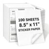 100 Sheets 8.5" x11''White Printable Sticker Paper, Full Sheet Label Mailing Shipping Address Label for Laser & Inkjet Printers(100 Sheets)