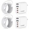 100W 5-Port USB C Charging Blocks for iPhone 17 Charger Fast Charging 2Pack