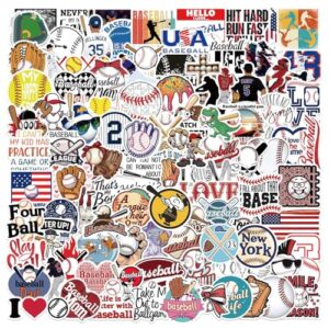 102PCS Baseball Stickers for Scrapbooking, Cute Motivational Vinyl Waterproof Stickers for Water Bottles, Helmets, Luggage, Teaching Incentives, Baseball Decals for Boys Girls Teens and Adults