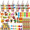 102 Pcs Building Blocks Party Favors Birthday Goodie Bags Return Gifts for Birthday with Cups Pencils Keychains Animals Building Blocks Slap Bracelets Stamps and Cards Gamer Birthday Party Supplies