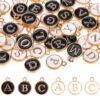 104 PCS Double Sided Alphabet Charms for Jewelry Making - Metal Letter Charms for Necklace, Bracelet - Black, White