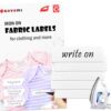 105 Pcs Writable Iron on Clothing Labels, Fabric Labels Name Tags for Daycare, Nursing Home, Camp, School, Laundry, Organizing, Washer & Dryer Safe, with 1 Permanent Fabric Marker, Size 0.6'' x 1.97''