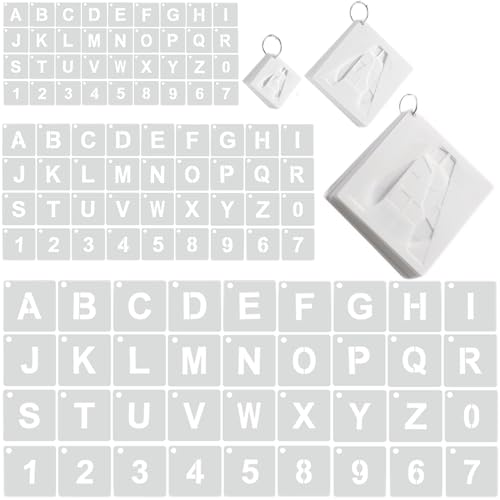 108 Pcs Letter and Number Stencils 3 Sizes 2, 4, 6 Inch Alphabet Number Templates Reusable Plastic Stencils for Painting on Wood, Walls, Fabric, Signs, Doors, DIY Art and Craft Projects