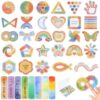 108 Pieces Sensory Stickers - 2 Textured Surface Sensory Stickers with Storage Box - Fidget Strips for Adults, and ADHD - Anxiety Relief Mindfulness Stickers for Office Desk