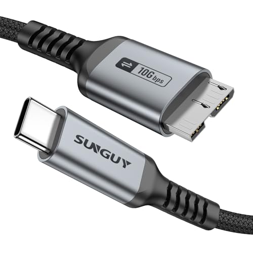 10Gbps USB C to Micro B Hard Drive Cable 0.5FT, USB 3.1 High-Speed External Hard Drive Micro B to USB C Cable for iPhone 17/16/15 Series, MacBook Pro/Air, Samsung, iPad, WD Toshiba Westgate Seagate