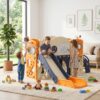 10 in 1 Multi-Functional Toddler Slide Set, Freestanding Slides with Climber, Basketball Hoop, Telescope, Tunnel, Golf Set, Ideal for Toddlers Baby 1-3 Years Old Indoor Outdoor Fun and Creativity‌