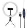 10 Inch USB Desktop Fill Light LED Ring Light with Triangular Bracket for Live Broadcast, Dimmable Ring Light with 3 Color Temperatures and 10 Brightness Levels