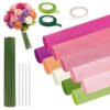 10 Pack Colored Crepe Paper Sheets Pack for Hand Flowers Art Projects and Decorative Flowers with Essential Tool Flower Making Supplies