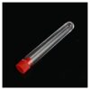 10 Pcs 12x75mm Lab Transparent Hard Plastic Test Tube with Plug Cap Round B