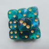 10PCS 16MM D6 Dice Set,Two Colours Glitter D6 Game Dice Set, 6 Sided Standard Dices for RPG MTG DND Dice Table Gamesor Teaching Math (Cyan+Purple, Hexahedron)
