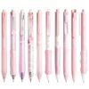 10Pcs Cute Pink Retractable Gel Pens 0.5mm Black Ink Pen for Women Girls