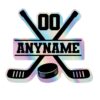 (10PCS) Personalized Hockey Name Number Sticker Holographic Custom