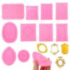 10 PCS Picture Frames Fondant Silicone Molds, Retro Style Air Dry Clay Molds, For Cake Decorating Cupcake Topper Chocolate Polymer Clay